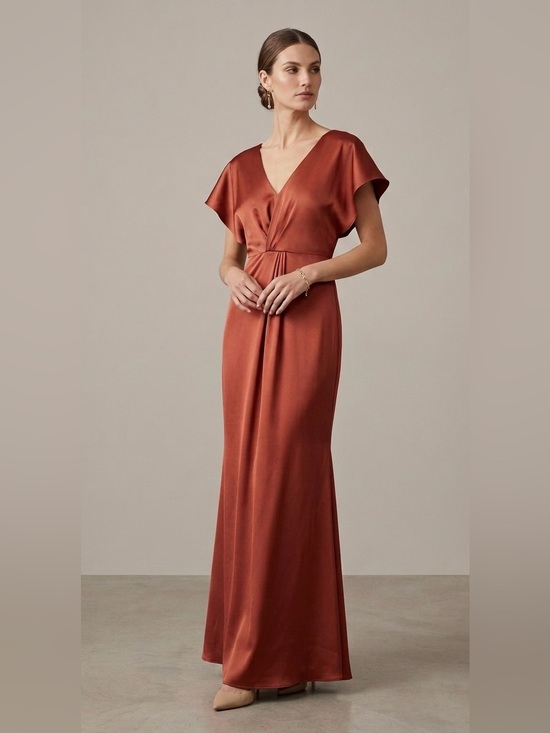 Revelry Dresses & Skirts - Revelry Gwen Satin Maxi Formal Dress Gown in Copper Rust, Size 4